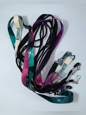 Assorted Lanyards. 8-Count, Various Types, Colors, Logos